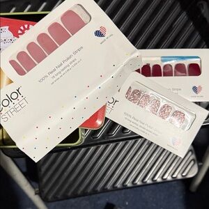 3pks Color Street Burgundy, Blush and Glitter Nail Strips
